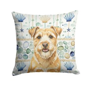 Wheaten Norfolk Terrier Coastal Sea Glass Throw Pillow Decorative Indoor Outdoor Accent Cushion for Couch, Bed or Patio, 14Hx14W