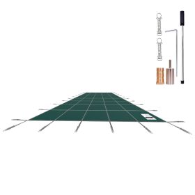 Inground Pool Safety Cover, 16 ft x 30 ft Rectangular Winter Pool Cover, Triple Stitched, High Strength Mesh PP Material with Good Rain Permeabil