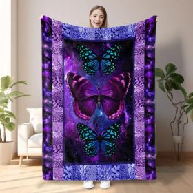Butterfly Printed Flannel Blanket - Soft, Warm, Lightweight For Couch,Office, Bed, Camping, Travel - Multi-Purpose Gift For All Seasons With Vers (Option: defaulttitle)
