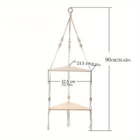 1pc Handwoven Wooden Triangle Storage Rack for Flower Pots, Pendants, and Room Decor - Stylish and Functional Home Decor (style: B)